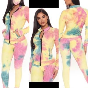Tie Dye Legging Set/Honeycomb Texture